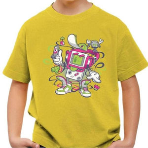 T-shirt enfant geek - Game Boy Old School - Couleur Jaune - Taille 4 ans