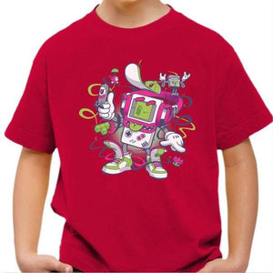 T-shirt enfant geek - Game Boy Old School - Couleur Rouge Vif - Taille 4 ans
