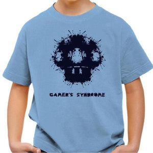 T-shirt enfant geek - Gamer's Syndrom - Couleur Ciel - Taille 4 ans