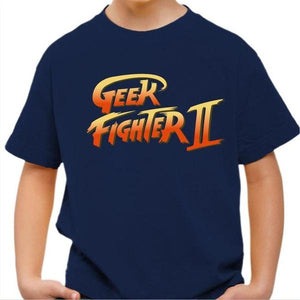 T-shirt enfant geek - Geek Fighter II - Couleur Bleu Nuit - Taille 4 ans