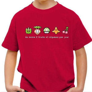 T-shirt enfant geek - Geek Food - Couleur Rouge Vif - Taille 4 ans
