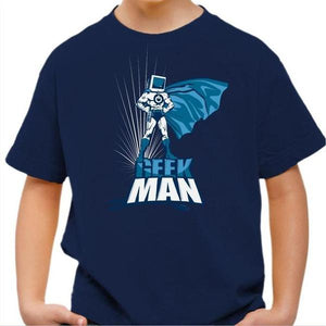 T-shirt enfant geek - Geek Man - Couleur Bleu Nuit - Taille 4 ans