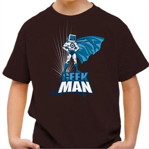 T-shirt enfant geek - Geek Man - Couleur Chocolat - Taille 4 ans