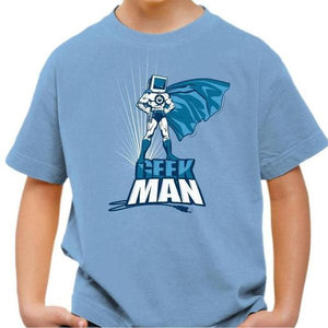 T-shirt enfant geek - Geek Man - Couleur Ciel - Taille 4 ans