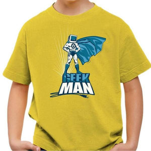 T-shirt enfant geek - Geek Man - Couleur Jaune - Taille 4 ans