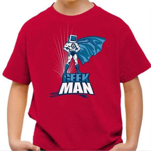 T-shirt enfant geek - Geek Man - Couleur Rouge Vif - Taille 4 ans