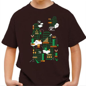 T-shirt enfant geek - Great world - Couleur Chocolat - Taille 4 ans