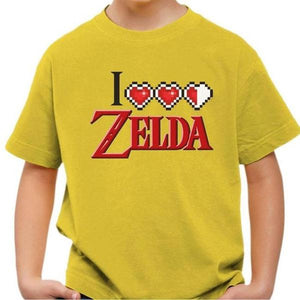 T-shirt enfant geek - I love Zelda - Couleur Jaune - Taille 4 ans