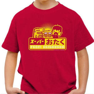 T-shirt enfant geek - Kampai les Otakus ! - Couleur Rouge Vif - Taille 4 ans