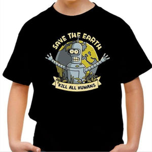 T-shirt enfant geek - Kill all Humans - Couleur Noir - Taille 4 ans