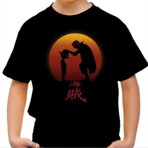 T-shirt enfant geek - King of Pirate - Luffy - Couleur Noir - Taille 4 ans