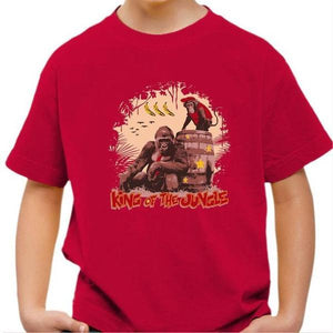 T-shirt enfant geek - King of the jungle - Couleur Rouge Vif - Taille 4 ans