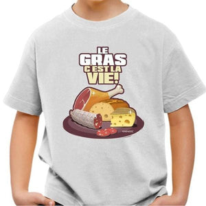 T-shirt enfant geek - Le gras c'est la vie ! Kaamelott - Couleur Blanc - Taille 4 ans