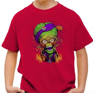 T-shirt enfant geek - Mars Attack - Couleur Rouge Vif - Taille 4 ans