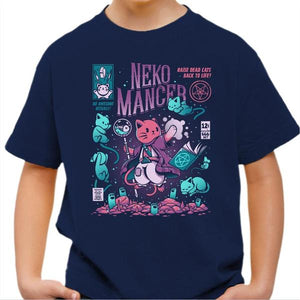 T-shirt enfant geek - Nekomancer - Couleur Bleu Nuit - Taille 4 ans