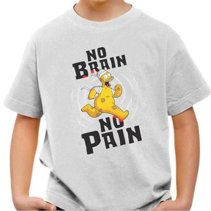 T-shirt enfant geek - No Brain No Pain - Couleur Blanc - Taille 4 ans