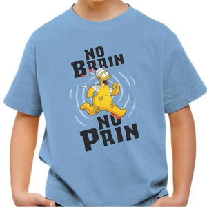 T-shirt enfant geek - No Brain No Pain - Couleur Ciel - Taille 4 ans