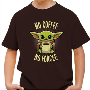 T-shirt enfant geek - No Coffee no Forcee - Couleur Chocolat - Taille 4 ans