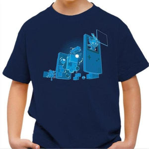 T-shirt enfant geek - Old School Gamer - Couleur Bleu Nuit - Taille 4 ans
