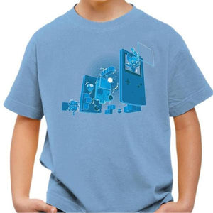T-shirt enfant geek - Old School Gamer - Couleur Ciel - Taille 4 ans