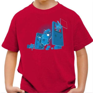 T-shirt enfant geek - Old School Gamer - Couleur Rouge Vif - Taille 4 ans