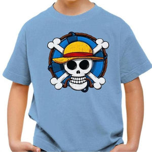 T-shirt enfant geek - One Piece Skull - Couleur Ciel - Taille 4 ans