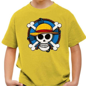 T-shirt enfant geek - One Piece Skull - Couleur Jaune - Taille 4 ans
