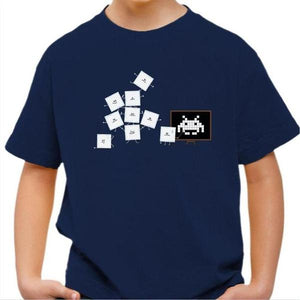 T-shirt enfant geek - Pixel Training - Couleur Bleu Nuit - Taille 4 ans