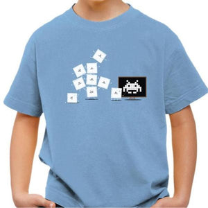 T-shirt enfant geek - Pixel Training - Couleur Ciel - Taille 4 ans