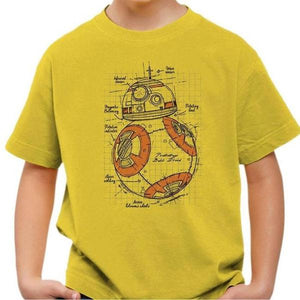 T-shirt enfant geek - Plan BB8 - Couleur Jaune - Taille 4 ans