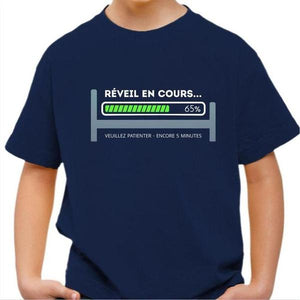 T-shirt enfant geek - Réveil en cours - Couleur Bleu Nuit - Taille 4 ans