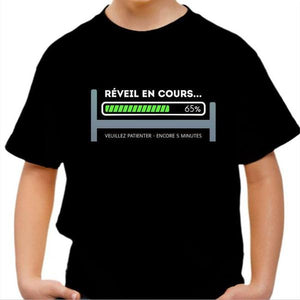 T-shirt enfant geek - Réveil en cours - Couleur Noir - Taille 4 ans