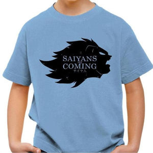 T-shirt enfant geek - Saiyans Are Coming - Couleur Ciel - Taille 4 ans