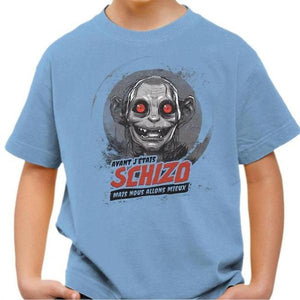 T-shirt enfant geek - Schizo Gollum - Couleur Ciel - Taille 4 ans