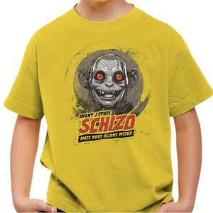 T-shirt enfant geek - Schizo Gollum - Couleur Jaune - Taille 4 ans