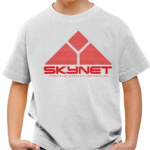T-shirt enfant geek - Skynet - Terminator II - Couleur Blanc - Taille 4 ans