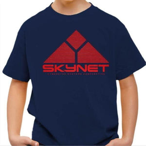 T-shirt enfant geek - Skynet - Terminator II - Couleur Bleu Nuit - Taille 4 ans