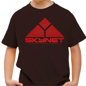 T-shirt enfant geek - Skynet - Terminator II - Couleur Chocolat - Taille 4 ans
