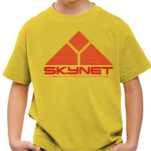 T-shirt enfant geek - Skynet - Terminator II - Couleur Jaune - Taille 4 ans