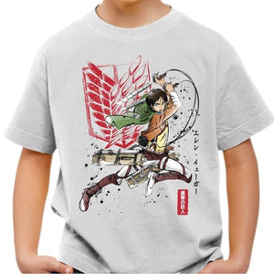 T-shirt enfant geek - Soldat Eren - Couleur Blanc - Taille 4 ans