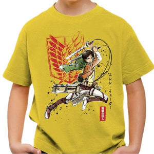 T-shirt enfant geek - Soldat Eren - Couleur Jaune - Taille 4 ans