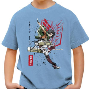 T-shirt enfant geek - Soldat Mikasa - Couleur Ciel - Taille 4 ans