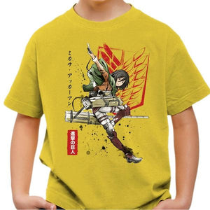 T-shirt enfant geek - Soldat Mikasa - Couleur Jaune - Taille 4 ans