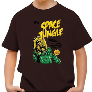 T-shirt enfant geek - Space Jungle - Couleur Chocolat - Taille 4 ans