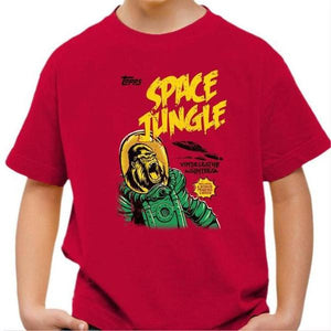 T-shirt enfant geek - Space Jungle - Couleur Rouge Vif - Taille 4 ans