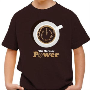 T-shirt enfant geek - The Morning Power - Couleur Chocolat - Taille 4 ans