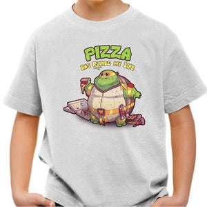 T-shirt enfant geek - Turtle Pizza - Couleur Blanc - Taille 4 ans