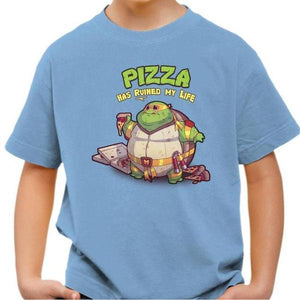 T-shirt enfant geek - Turtle Pizza - Couleur Ciel - Taille 4 ans