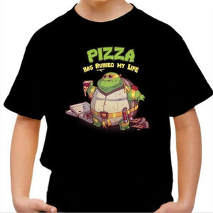 T-shirt enfant geek - Turtle Pizza - Couleur Noir - Taille 4 ans