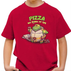 T-shirt enfant geek - Turtle Pizza - Couleur Rouge Vif - Taille 4 ans